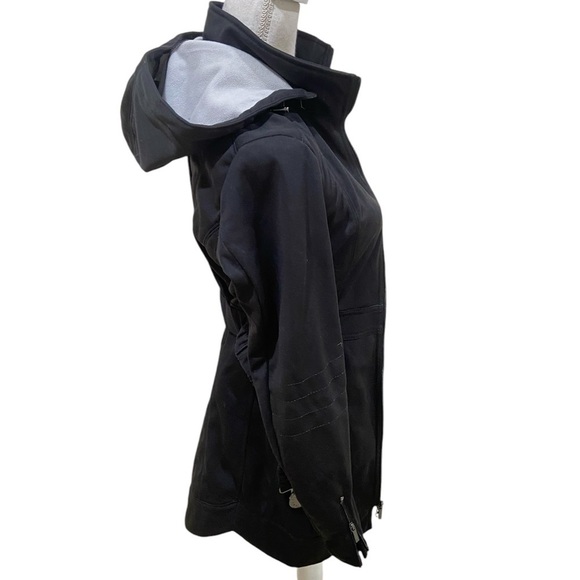 Laundry by Shelli Segal black belted zip up jacket with removal hood size small - Picture 6 of 10